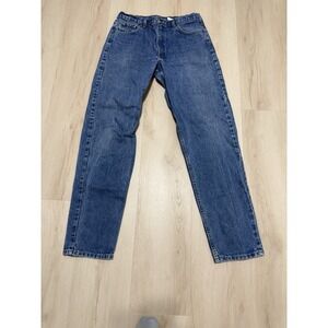 Carhartt Relaxed Fit Men's Blue Jeans 36x36 Workwear Work Jeans Leather Patch